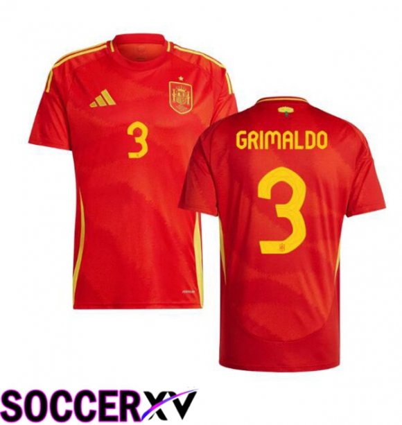 Spain (GRIMALDO 3) Home Soccer Jersey Red 2024/2025