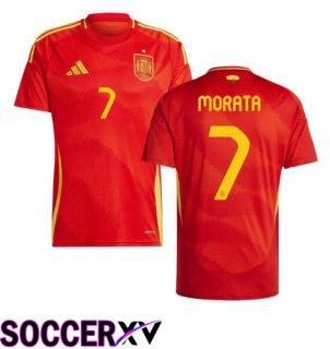 Spain (MORATA 7) Home Soccer Jersey Red 2024/2025