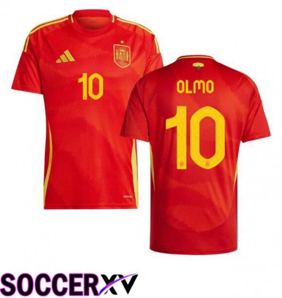 Spain (OLMO 10) Home Soccer Jersey Red 2024/2025