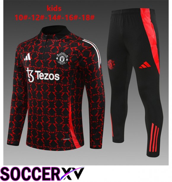 Manchester United Kids kit Training Tracksuit Red Black 2024/2025