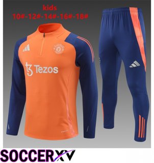 Manchester United Kids kit Training Tracksuit Orange 2024/2025