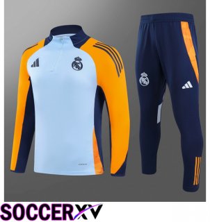 Real Madrid Kids kit Training Tracksuit White Orange 2024/2025