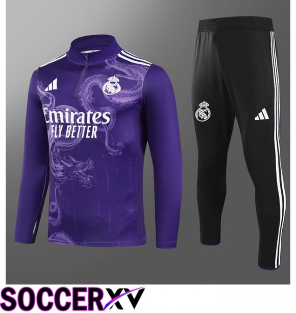 Real Madrid Kids kit Training Tracksuit Purple 2024/2025