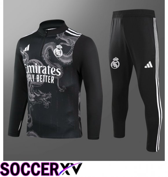 Real Madrid Kids kit Training Tracksuit Black 2024/2025