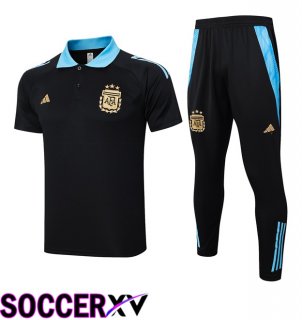 Argentina Soccer Polo + Training Pants Black 2024/2025