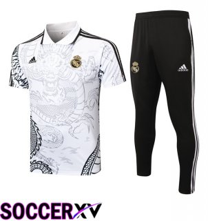 Real Madrid Soccer Polo + Training Pants White 2024/2025