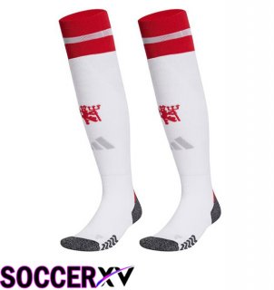 Manchester United Home Soccer Socks White 2024/2025