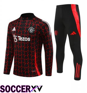 Manchester United kit Training Tracksuit Black Red 2024/2025