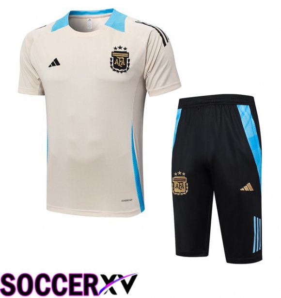 Argentina kit Training T Shirt + Shorts Yellow 2024/2025