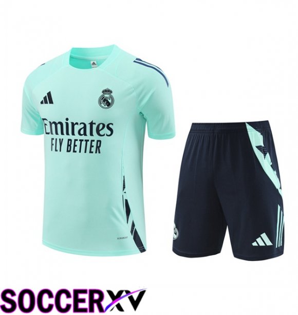 Real Madrid kit Training T Shirt + Shorts Green 2024/2025