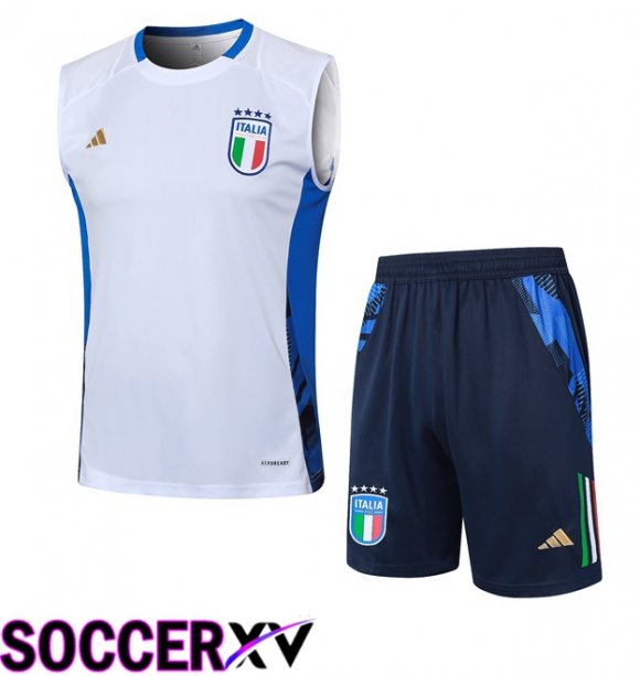 Italy Soccer Vest + Shorts White 2024/2025