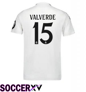 Real Madrid (Valverde 15) Home Soccer Jersey White 2024/2025