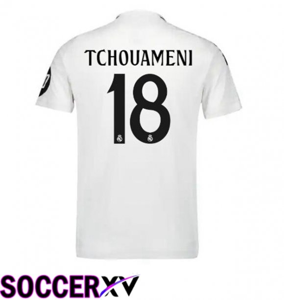 Real Madrid (Tchouameni 18) Home Soccer Jersey White 2024/2025