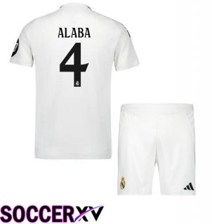 Real Madrid (Alaba 4) Kids Home Soccer Jersey White 2024/2025