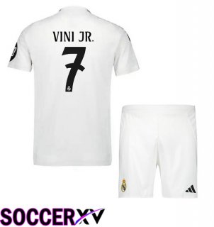 Real Madrid (Vini Jr. 7) Kids Home Soccer Jersey White 2024/2025