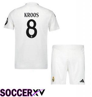 Real Madrid (Kroos 8) Kids Home Soccer Jersey White 2024/2025