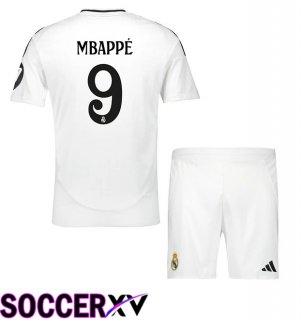 Real Madrid (Mbappé 9) Kids Home Soccer Jersey White 2024/2025