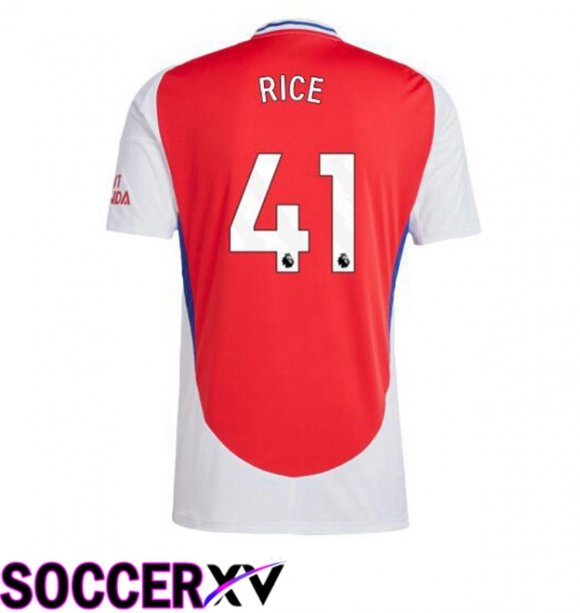 Arsenal (RICE 41) Home Soccer Jersey Red White 2024/2025