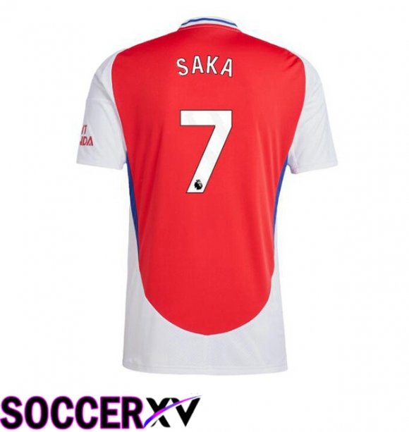 Arsenal (SAKA 7) Home Soccer Jersey Red White 2024/2025