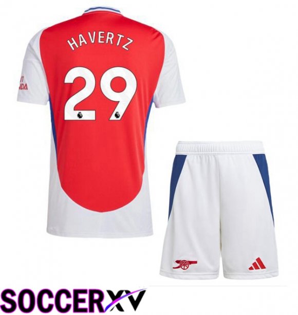 Arsenal (HAVERTZ 29) Kids Home Soccer Jersey Red White 2024/2025