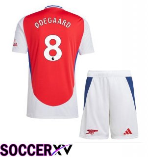 Arsenal (ØDEGAARD 8) Kids Home Soccer Jersey Red White 2024/2025