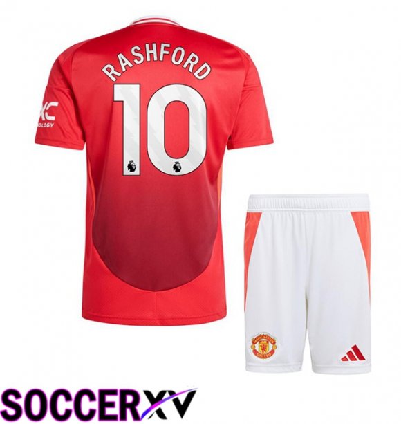 Manchester United (Rashford 10) Kids Home Soccer Jersey Red 2024/2025