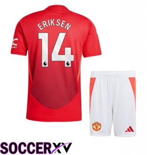 Manchester United (Eriksen 14) Kids Home Soccer Jersey Red 2024/2025