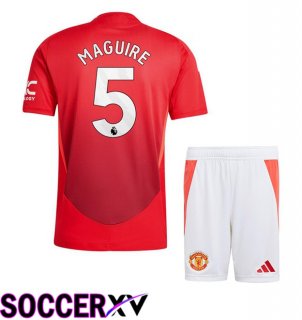 Manchester United (Maguire 5) Kids Home Soccer Jersey Red 2024/2025