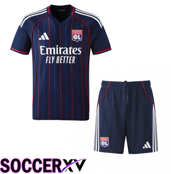 lyon OL Kids Away Soccer Jersey Blue Royal 2025/2026