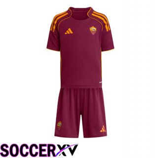 AS Rome Kids Home Soccer Jersey Red 2025/2026