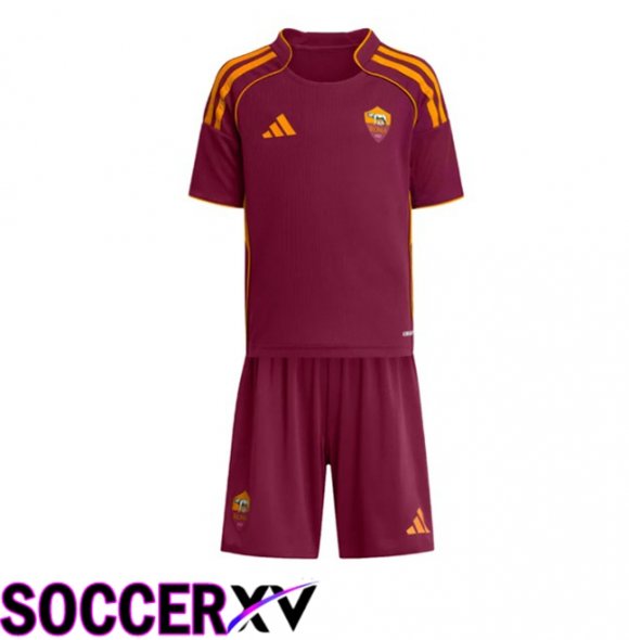 AS Rome Kids Home Soccer Jersey Red 2025/2026