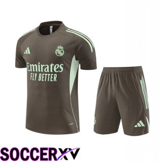 Real Madrid kit Training T Shirt + Shorts Grey 2025/2026