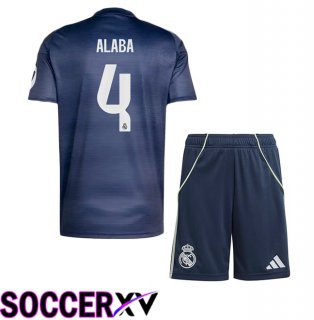 Real Madrid (Alaba 4) Kids Away Soccer Jersey Blue Royal 2025/2026