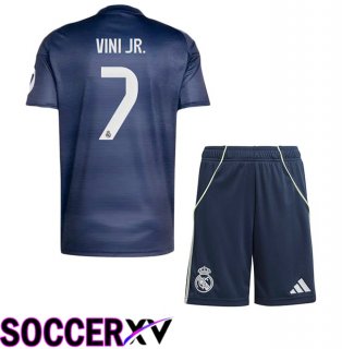 Real Madrid (Vini Jr. 7) Kids Away Soccer Jersey Blue Royal 2025/2026