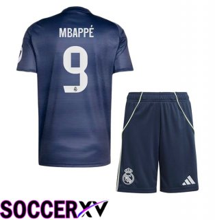 Real Madrid (Mbappé 9) Kids Away Soccer Jersey Blue Royal 2025/2026