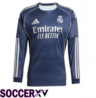 Real Madrid Away Soccer Jersey Long sleeve Blue Royal 2025/2026