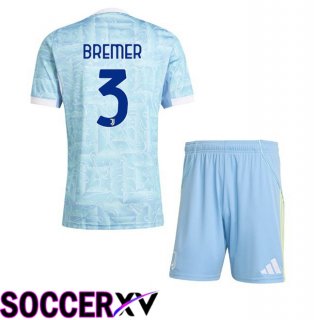 Juventus (BREMER 3) Kids Away Soccer Jersey Blue White 2025/2026