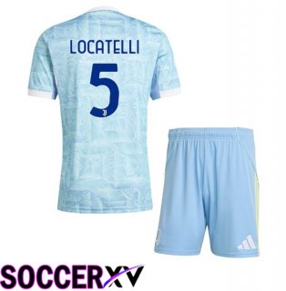 Juventus (LOCATELLI 5) Kids Away Soccer Jersey Blue White 2025/2026