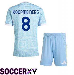 Juventus (KOOPMEINERS 8) Kids Away Soccer Jersey Blue White 2025/2026
