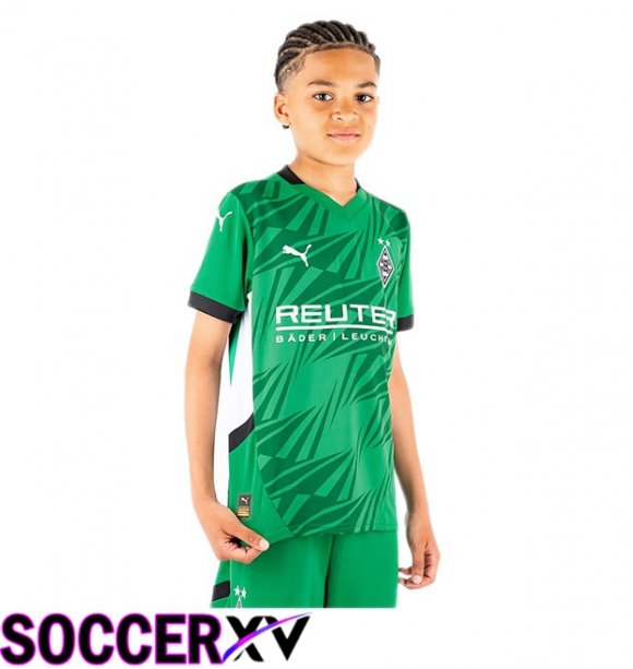 Monchengladbach Kids Away Soccer Jersey Green 2024/2025