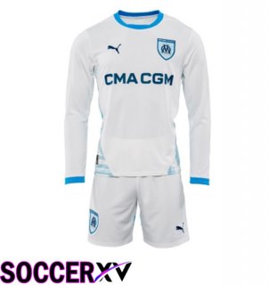 Marseille OM Kids Home Soccer Jersey Long sleeve White 2024/2025