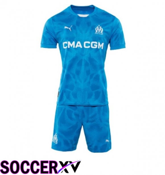 Marseille OM Kids Goalkeeper Soccer Jersey Blue 2024/2025