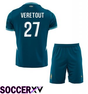 Marseille OM (VERETOUT 27) Kids Away Soccer Jersey Blue 2024/2025