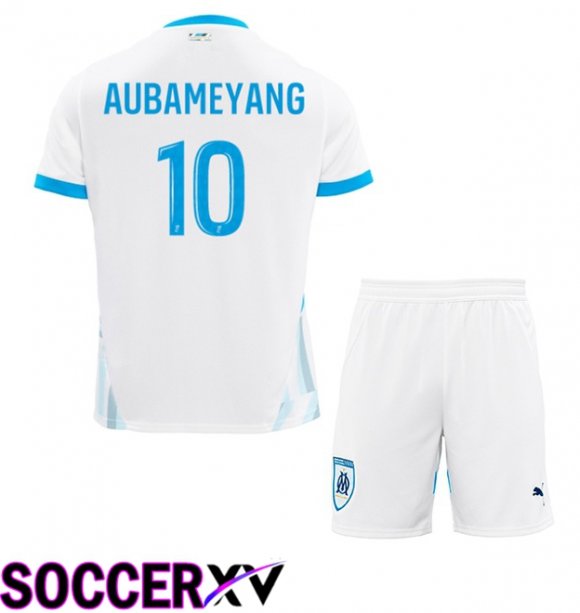 Marseille OM (AUBAMEYANG 10) Kids Home Soccer Jersey White 2024/2025