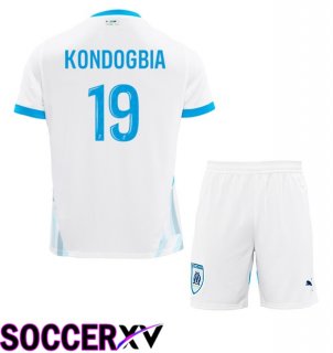 Marseille OM (KONDOGBIA 19) Kids Home Soccer Jersey White 2024/2025