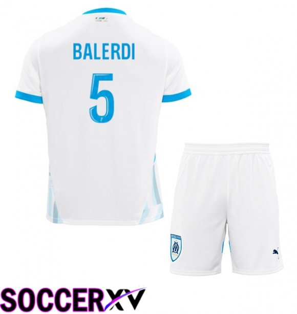 Marseille OM (BALERDI 5) Kids Home Soccer Jersey White 2024/2025