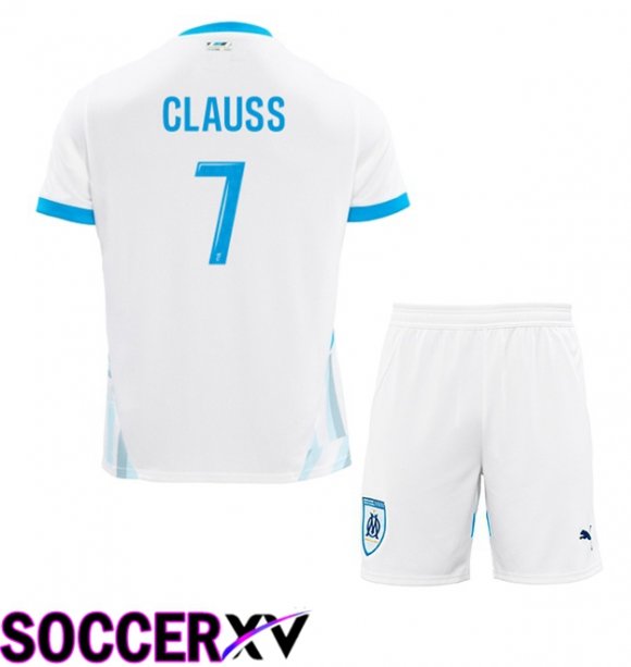 Marseille OM (CLAUSS 7) Kids Home Soccer Jersey White 2024/2025