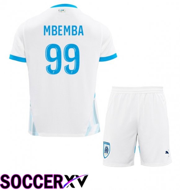 Marseille OM (MBEMBA 99) Kids Home Soccer Jersey White 2024/2025