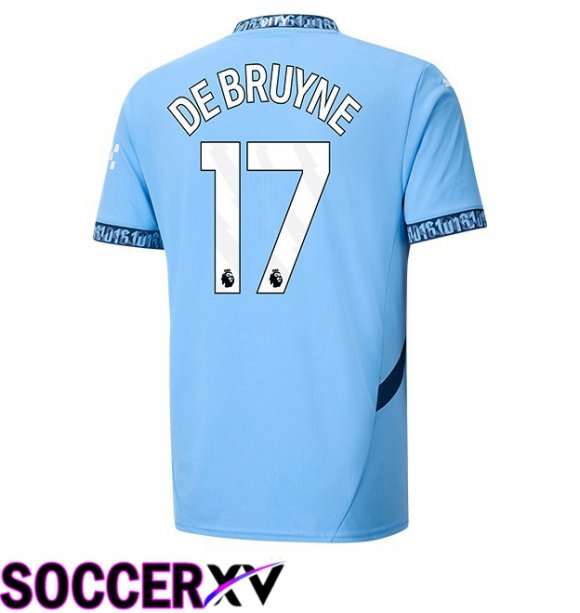 Manchester City (Kevin De Bruyne 17) Home Soccer Jersey Blue 2024/2025