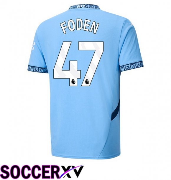 Manchester City (Phil Foden 47) Home Soccer Jersey Blue 2024/2025